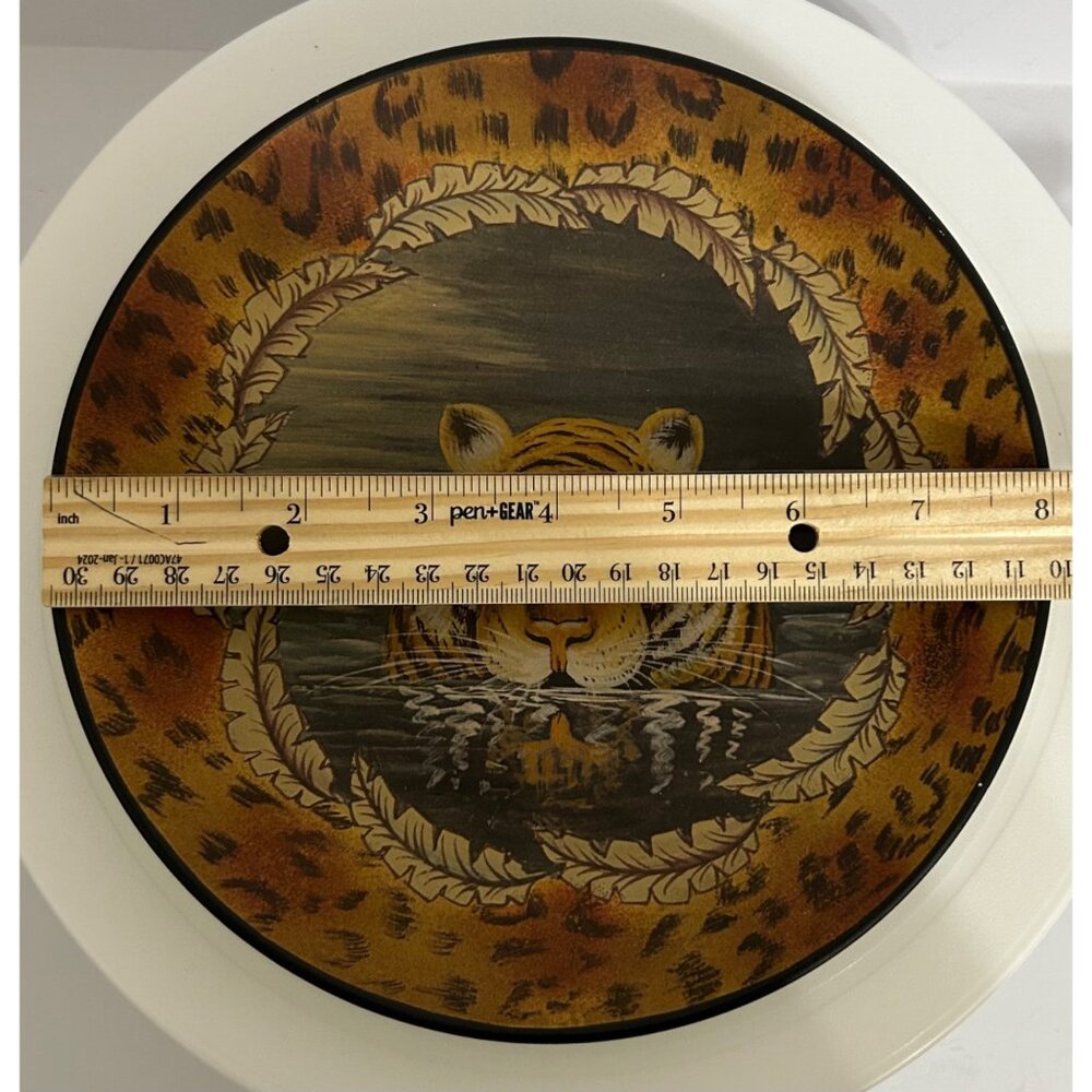Decorative Tiger Plate Wall Art Home Interiors & Gifts Leopard Print Border 8” - Picture 3 of 5